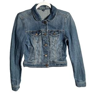 American Eagle‎ Medium Denim Jacket Button Front Collared Stretch grunge 90s y2k
